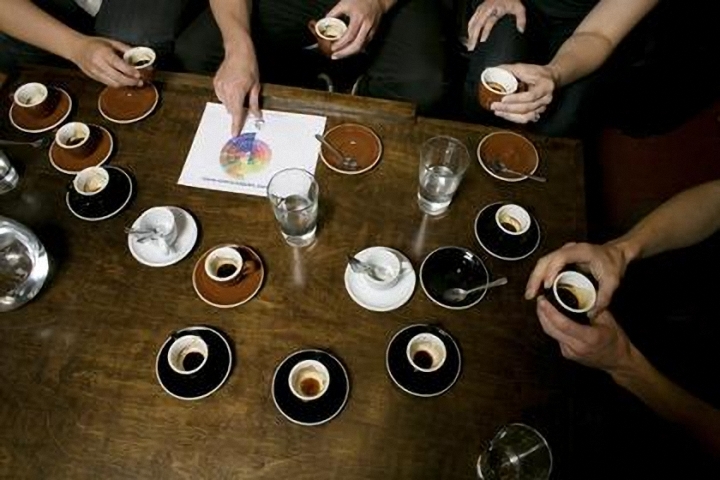 Coffee tasting different single origin espressos.