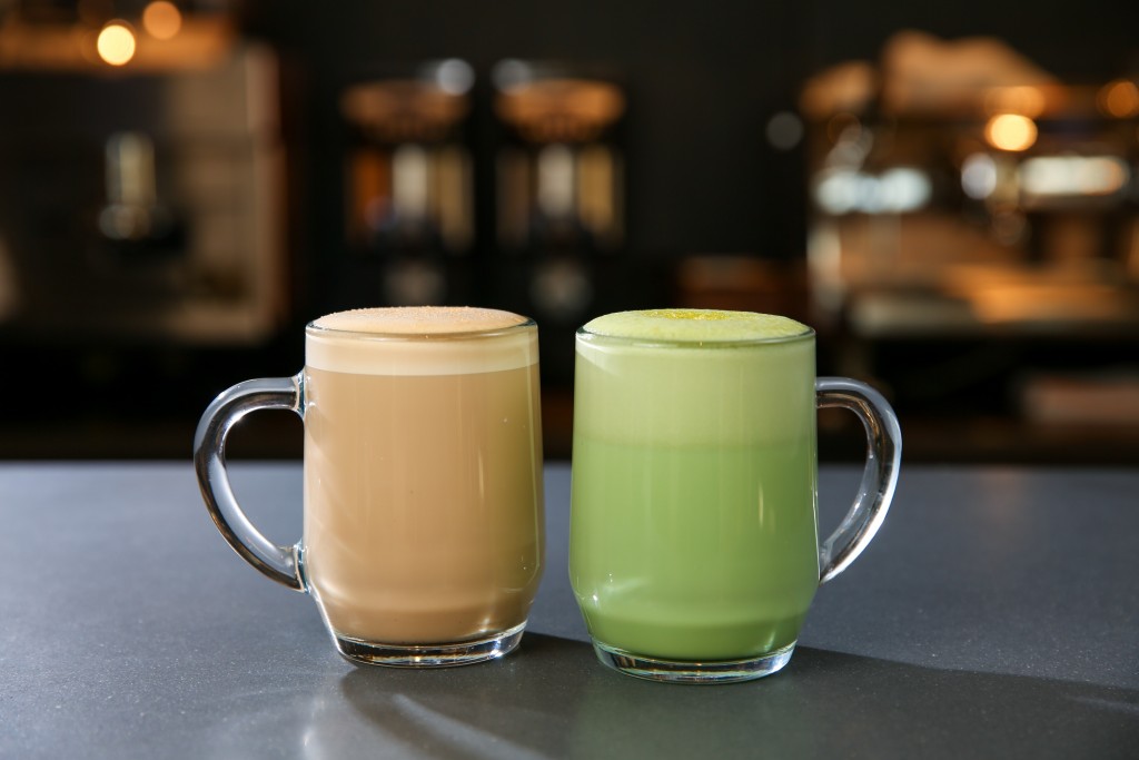 Starbucks Smoked Butterscotch Latte and Citrus Green Tea Latte Photographed on Wednesday, Feb 9, 2016. (Joshua Trujillo, Starbucks)